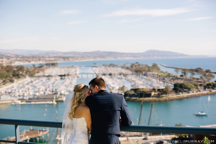 bride and groom and dana point harbor