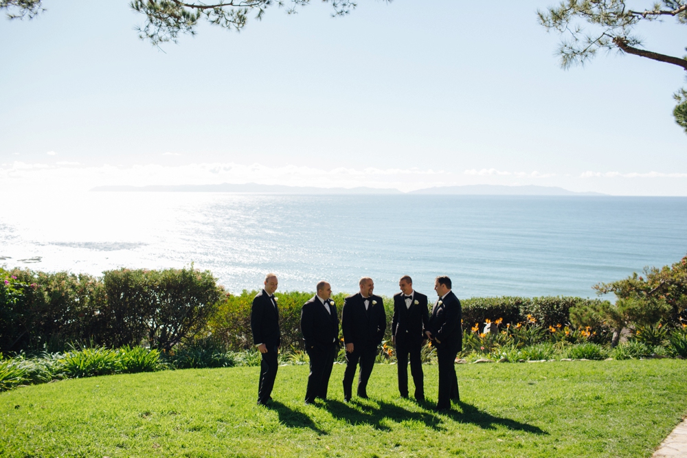 Groomsman overlooking the ocean