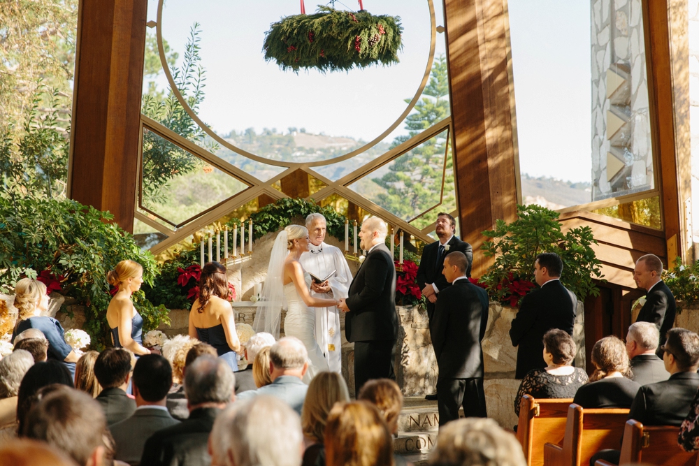 Wedding inside Wayfarers Chapel