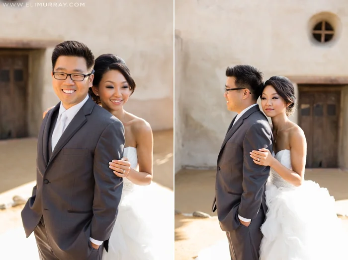 Christine and Brian Wedding Day Portraits at the Mission San Juan