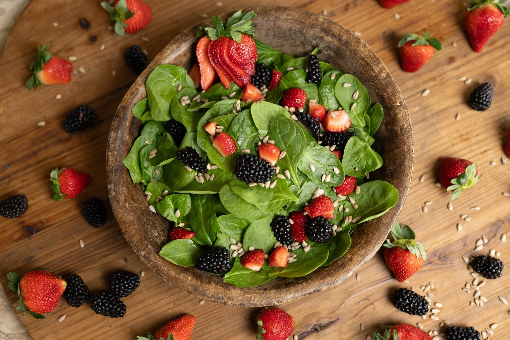 Flat Lay Food Photography of berry salad
