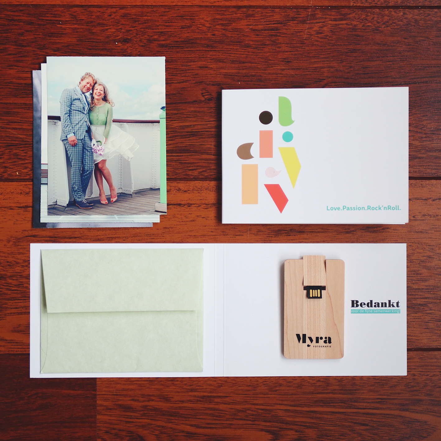 usb stick + prints voor huwelijksreportages