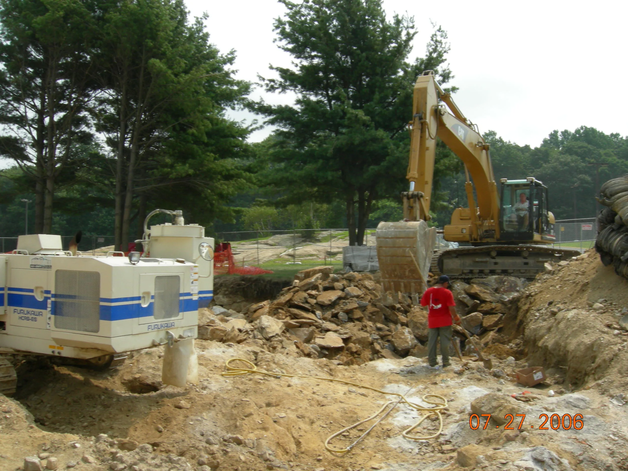 Blasting rock to excavate for a school building