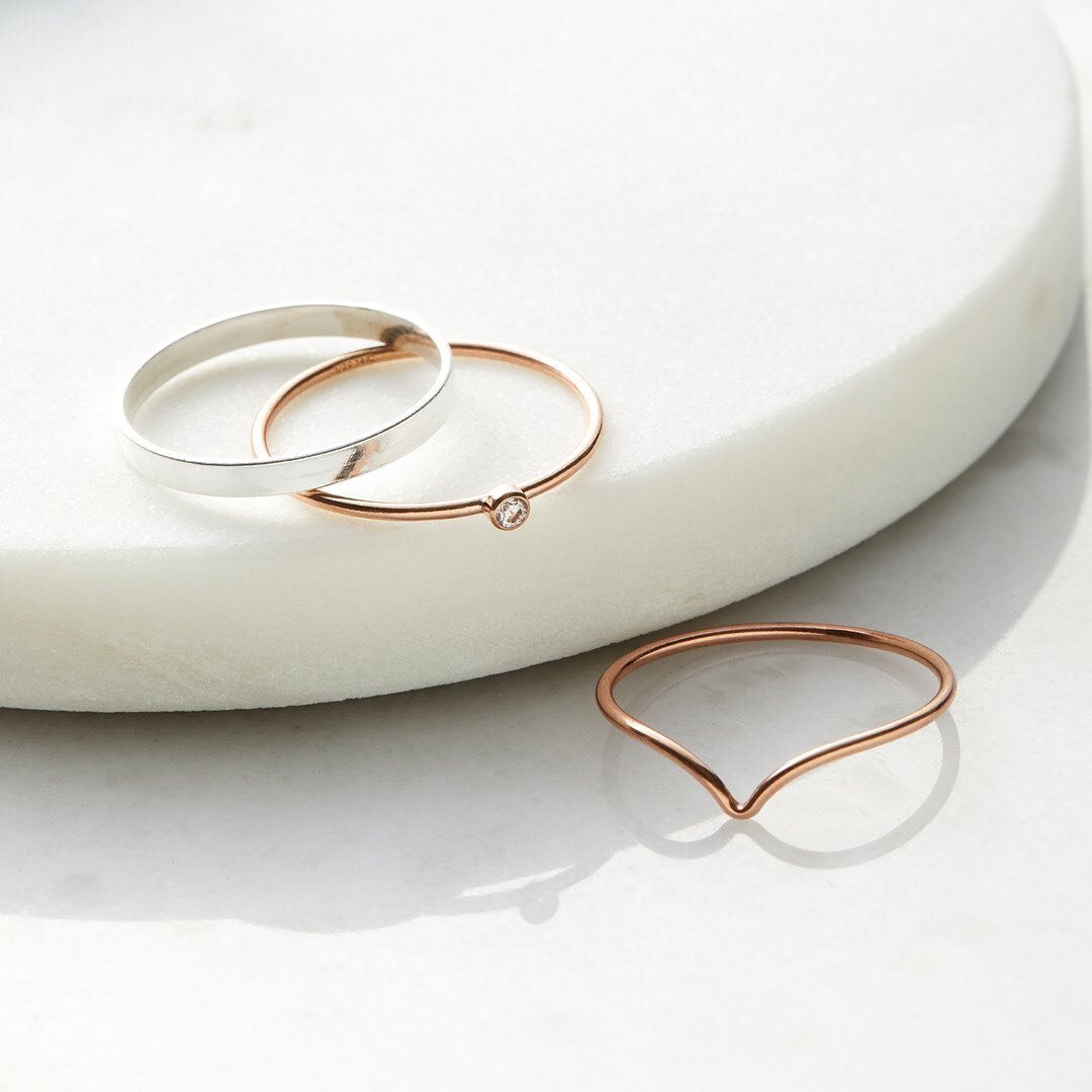 Wear them together or on their own. Our rings can be purchased individually or as a stack. Versatile. Minimal. Beautiful.

#stackingrings #minimalistring #rosegold #sterlingsilver #birdstail