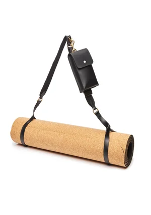 Leather Yoga Mat Strap Black Leather