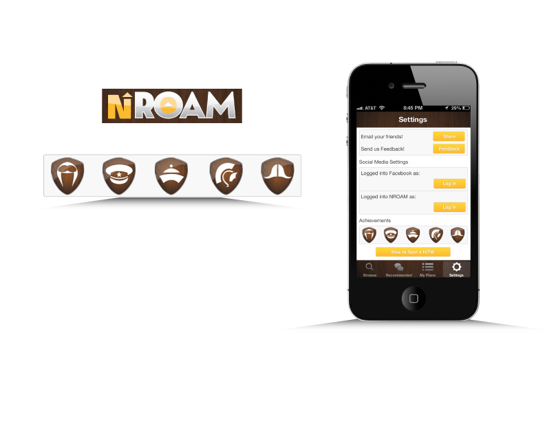   Icons developed for Mobile App, NRoam  