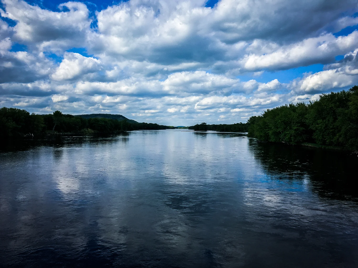 // Very windy day along the Mississippi River heading to Red Wing, Minnesota 