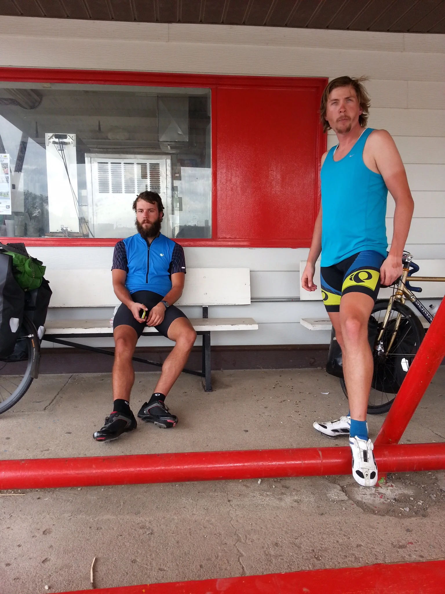 Chris (left), and Alex (right). Tired, but looking off to the horizon for more adventures.