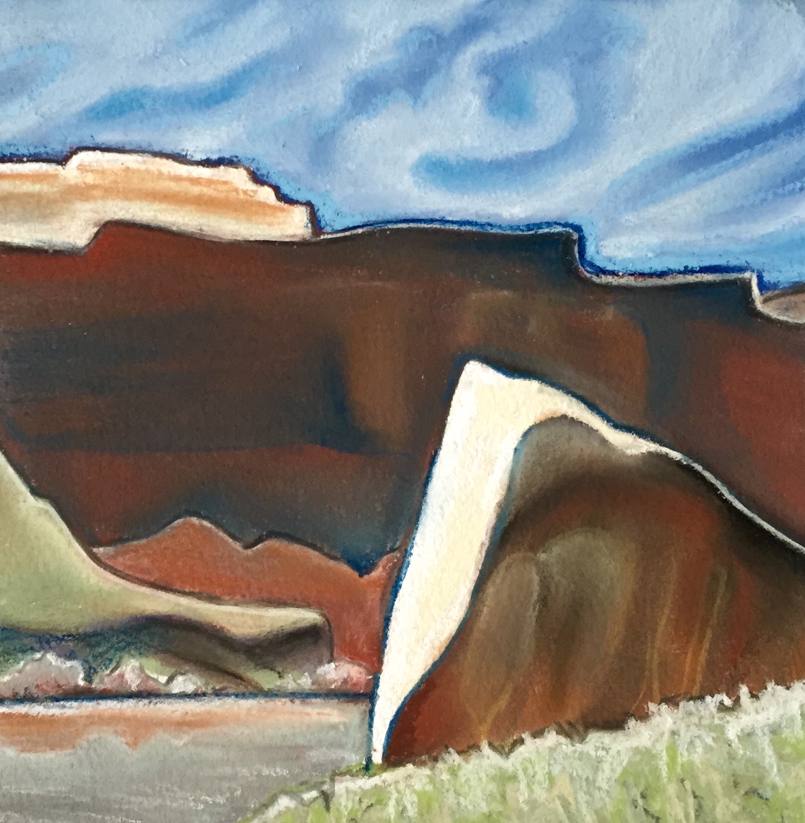 For Leon, pastel and found campfire charcoal, 8 inches square 