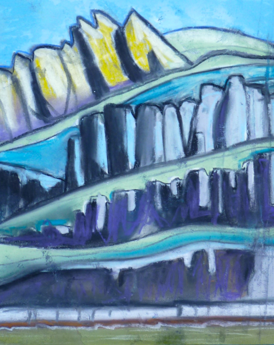 An unfinished, untitled, and still drying pastel drawing from Westwater's Hades Bar camp.