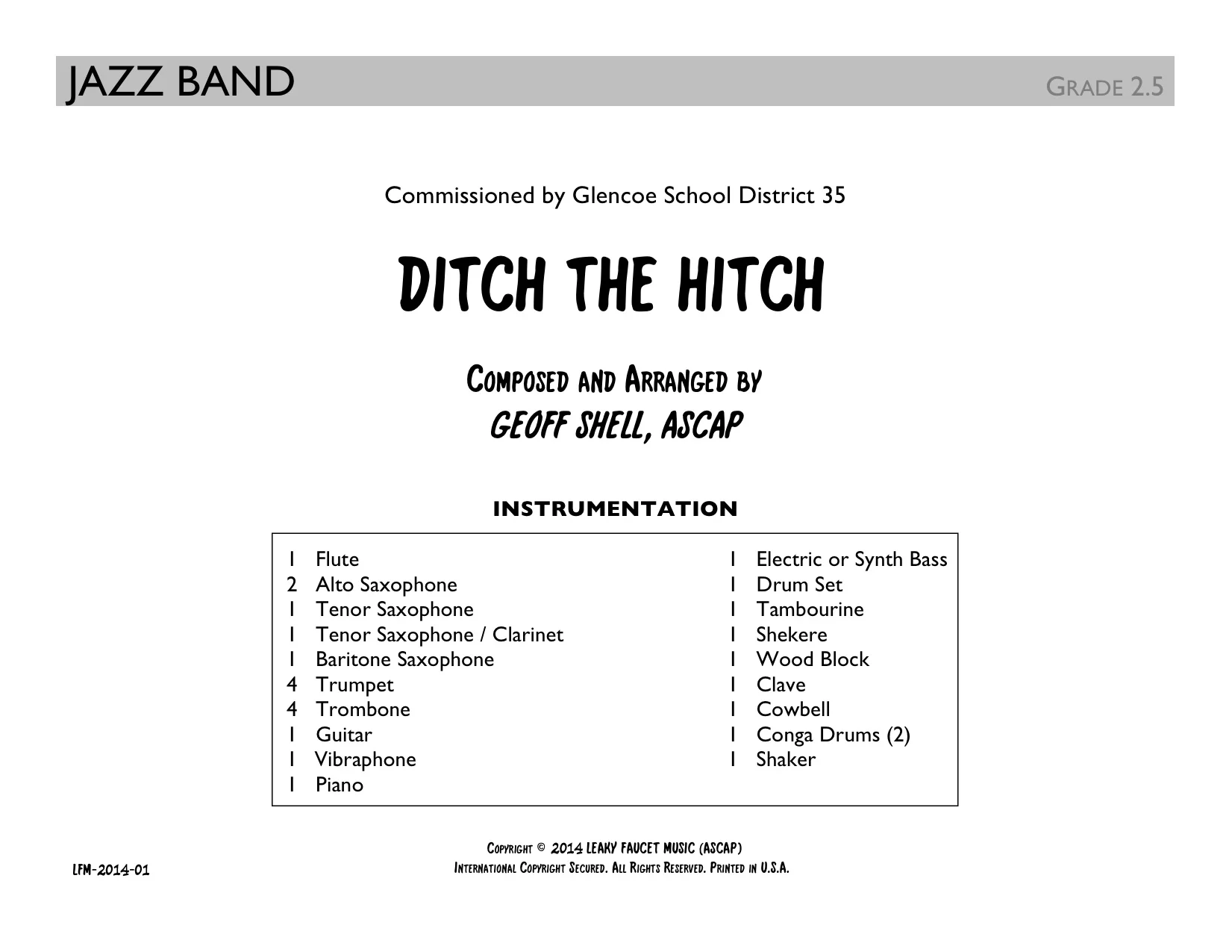 Ditch The Hitch - Full Score