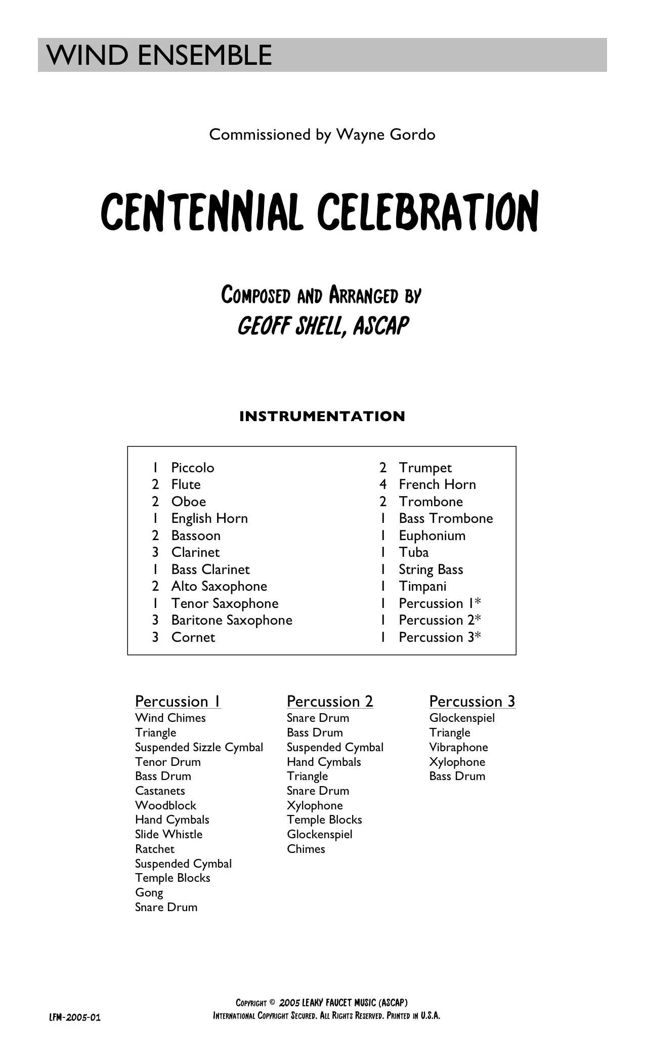 Centennial Celebration - Full Score