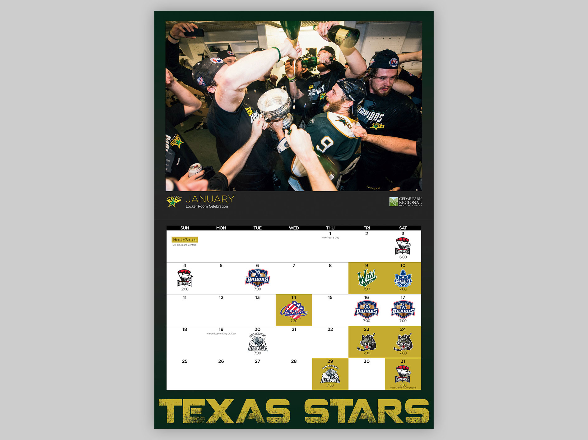  Annual Texas Stars calendar, provided to fans as a promotional item, highlighting the Calder Cup win. 