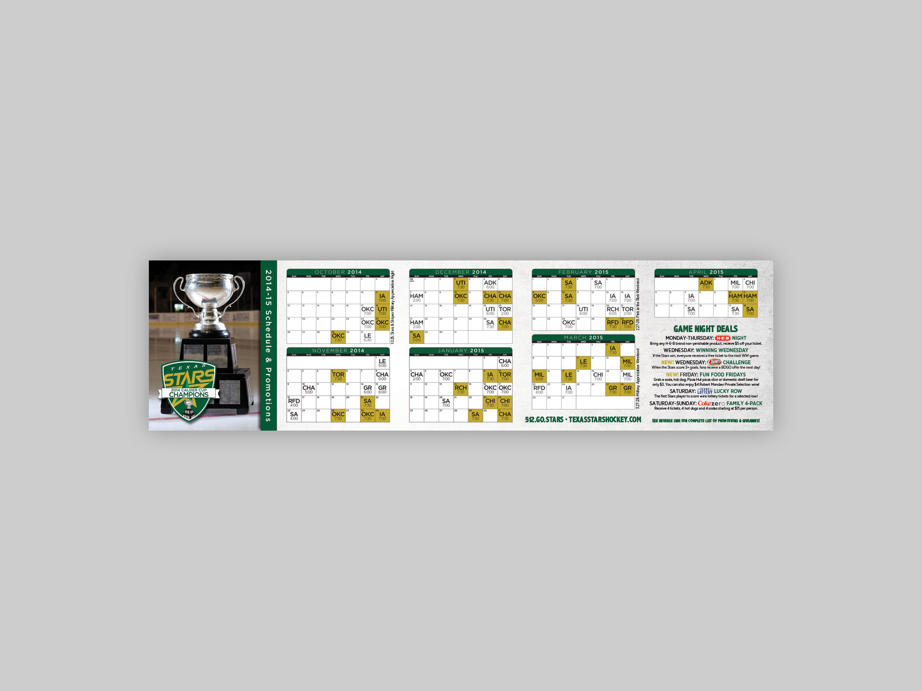  Pocket schedule, detailing ticket information, full season schedule, and promotional calendar. 