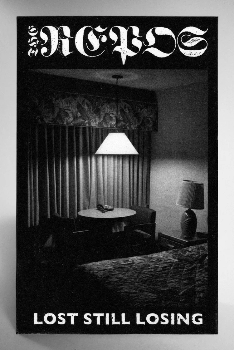 THE REPOS “Always Nothing” CS with hand-assembled book style box covers, double-sided foldout inserts, and pressed on black chrome tapes. Edition of 200, Youth Attack, 2013.