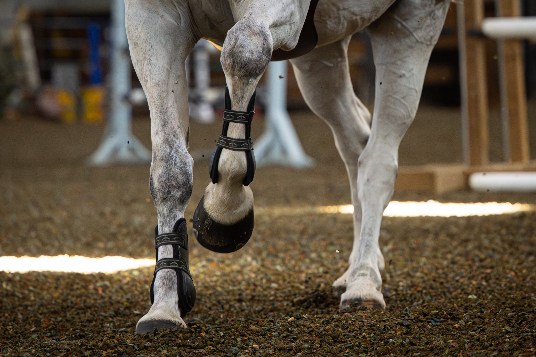 ReitenRight rubber arena footing blended into indoor riding arena sand