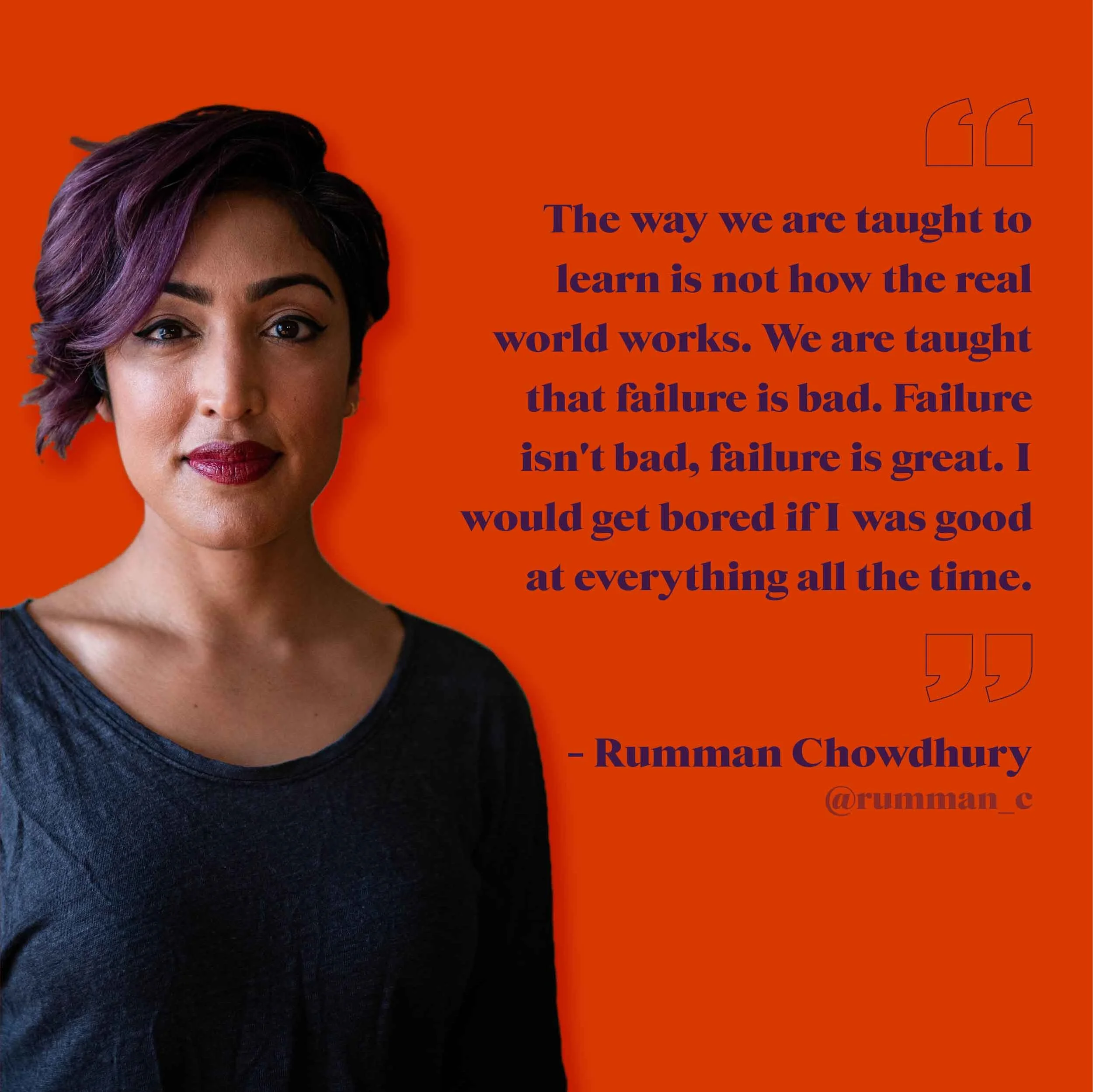  In 2020, Rumman was selected as one of nine women disrupting their industry, in Decoding Disruptors. 