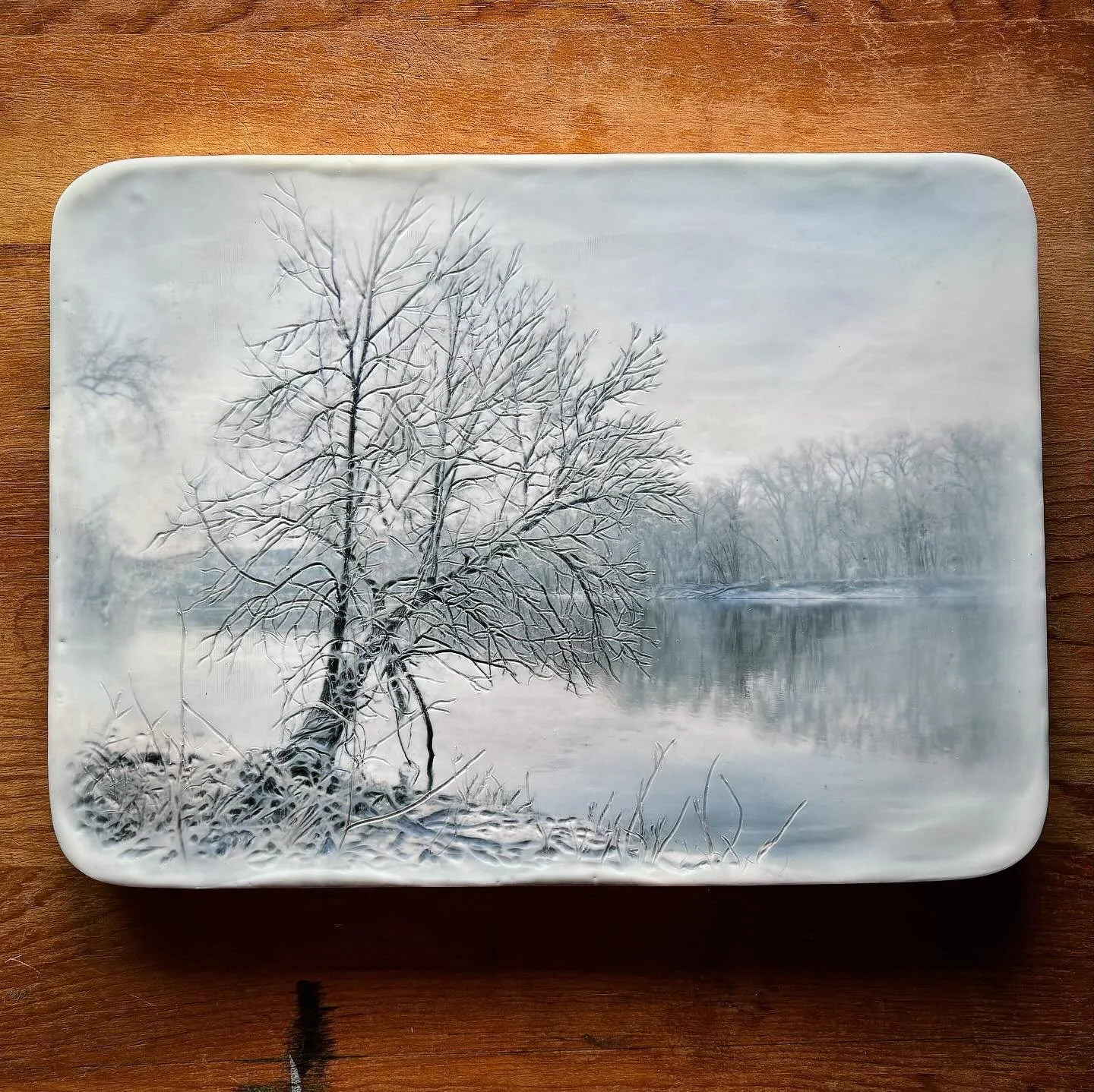 An icy tree by the Mississippi. 
.
.
#encausticphotography #encausticlandscape #mnartist