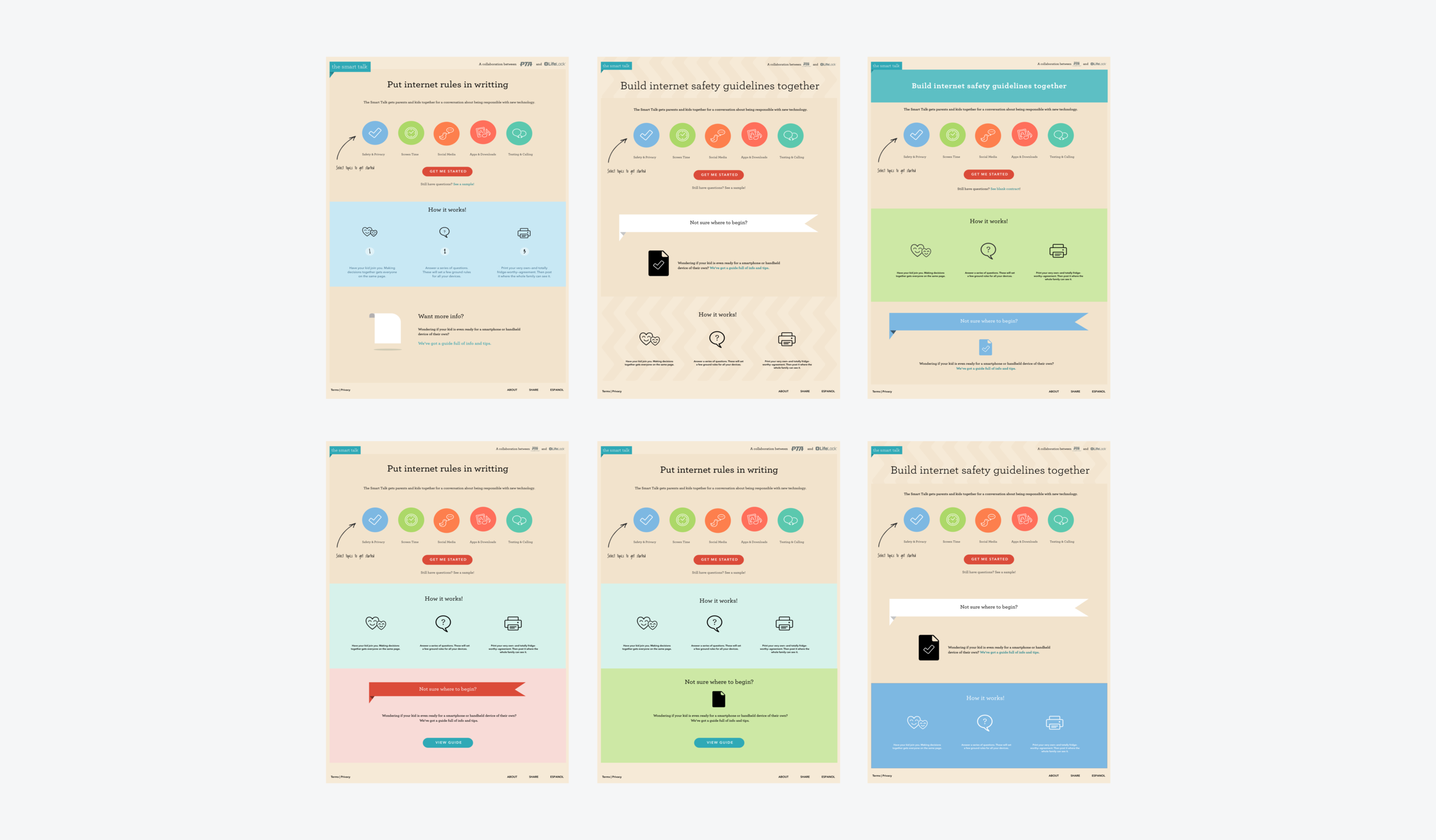 Homepage iterations