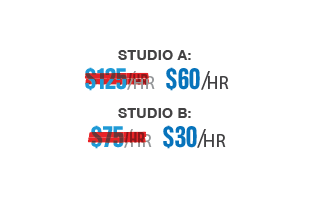 MEMBERS RECEIVE EXCLUSIVE DISCOUNTED STUDIO RATES