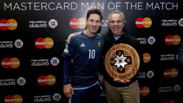 Lionel Messi with MasterCard Man of the Match Award