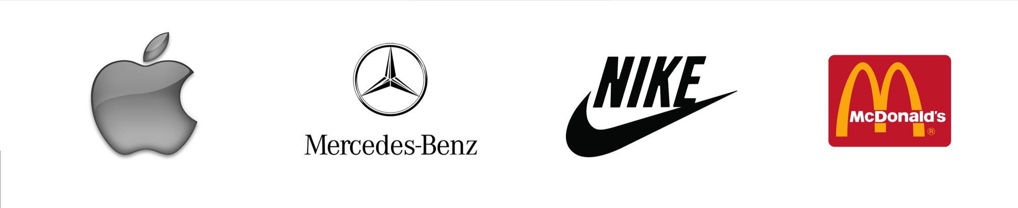 Apple, Mercedes Benx, Nike and McDonalds logos