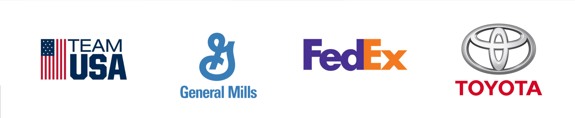 Team USA, General Mills, FedEx and Toyota logos