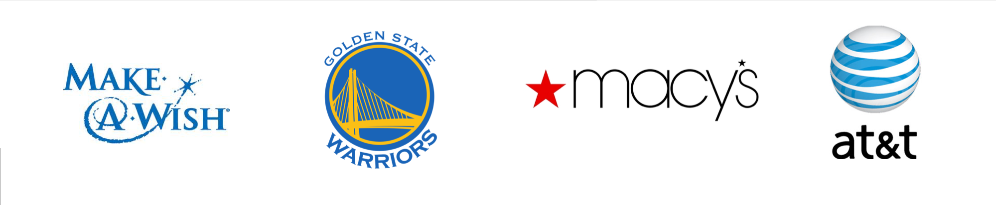 Make a Wish, Golden State Warriors, Macy's and AT&amp;T logos