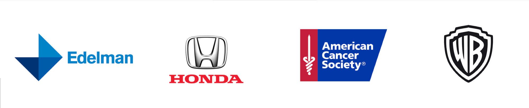 Edelman, Honda, American Cancer Society and Warner Bros logos