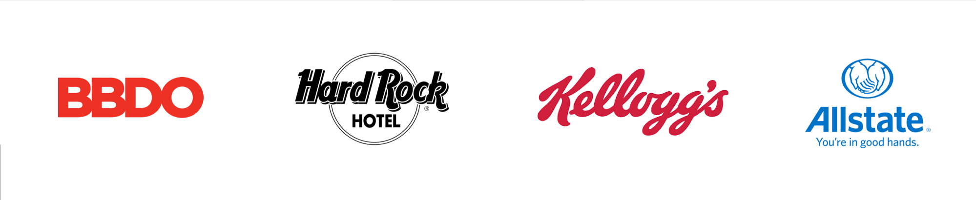 BBDO, Hard Rock Hotel, Kellogg's and Allstate logos