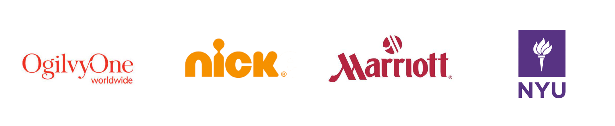 Ogilvy One, Nick, Marriott and NYU logos