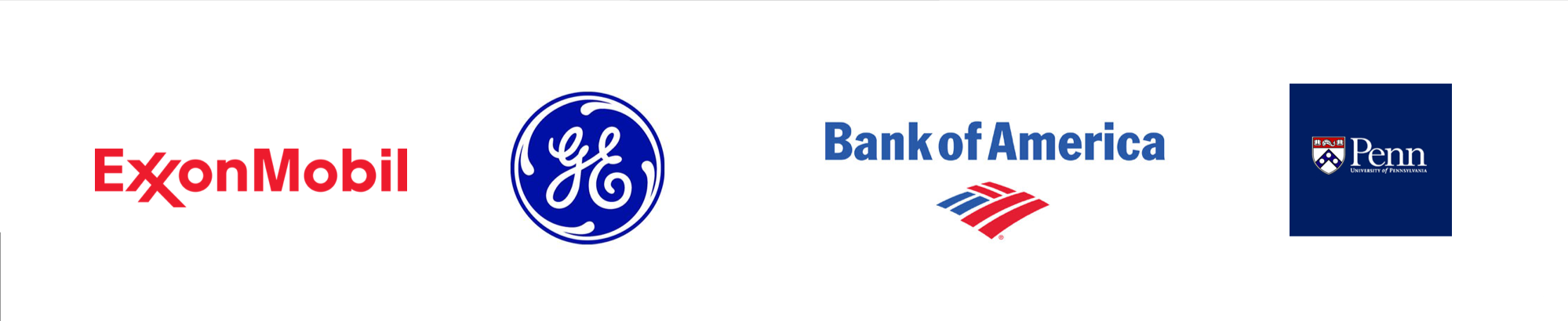 ExxonMobil, Bank of America, Penn and GE logos