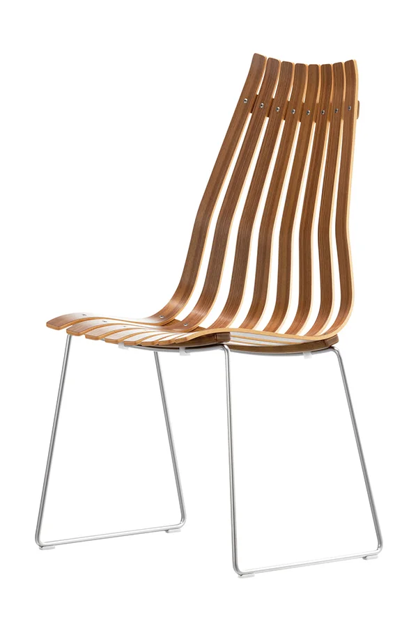 Scandia Prince chair designed by Hans Brattrud, 1960, made by Fjordfiesta, in lacquered, laminated American oak. Courtesy of Fjordfiesta.