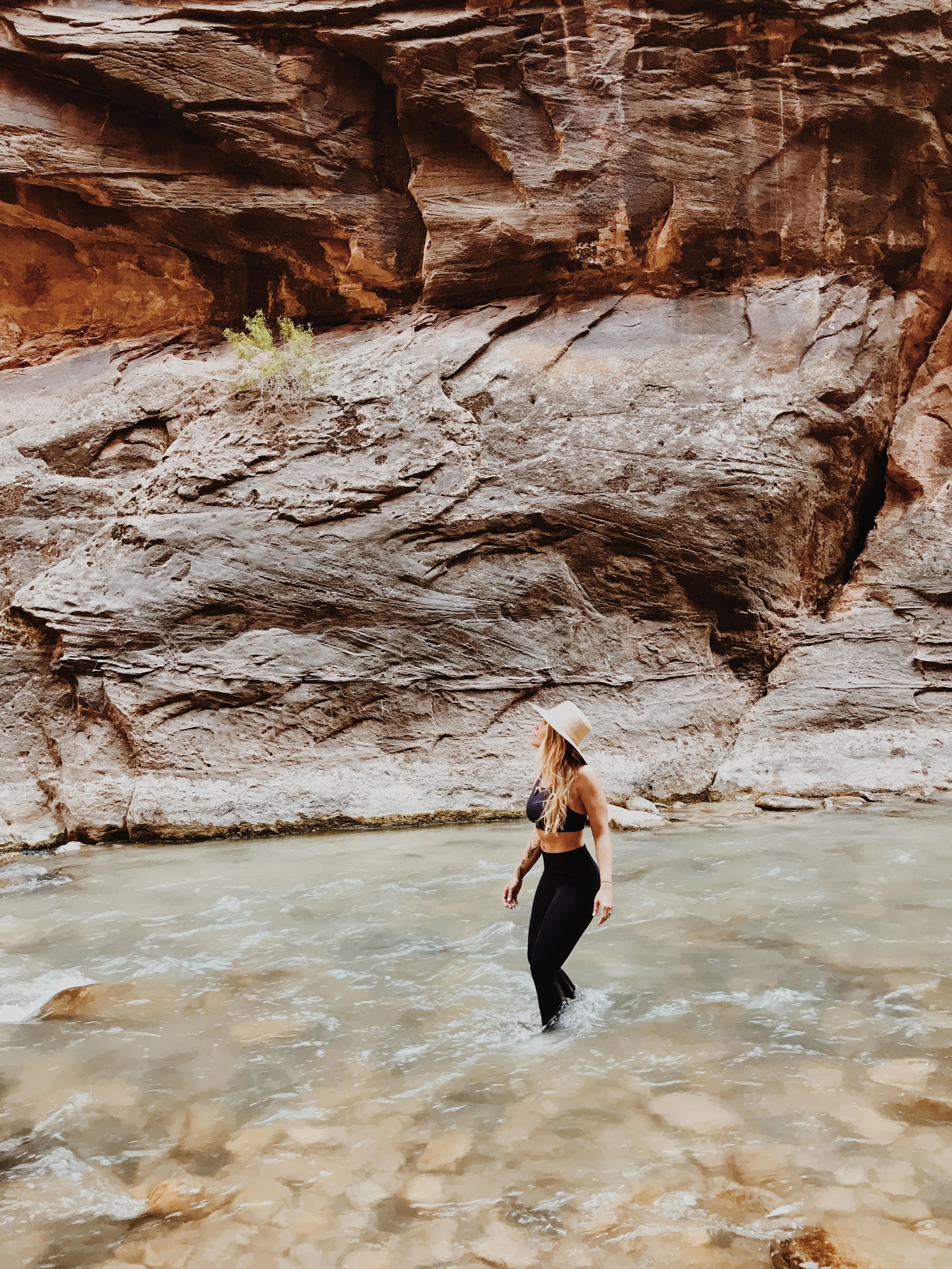 It was so hot out and the water was the most perfect, cool temperature. It was such an ideal way to cool down after the morning climb. This is one of my favorite Lululemon moments as well. This gear was amazing in wet conditions, dried almost instantly, and was so perfectly comfortable to hike in! Photo by Antrom Kury .