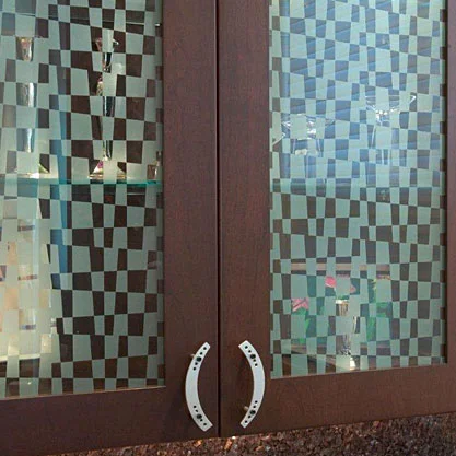 Detail of custom patterned 'art glass'.