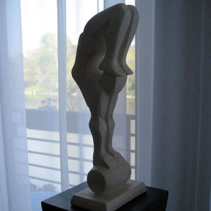 A sculpture of a gymnast circa 1940.