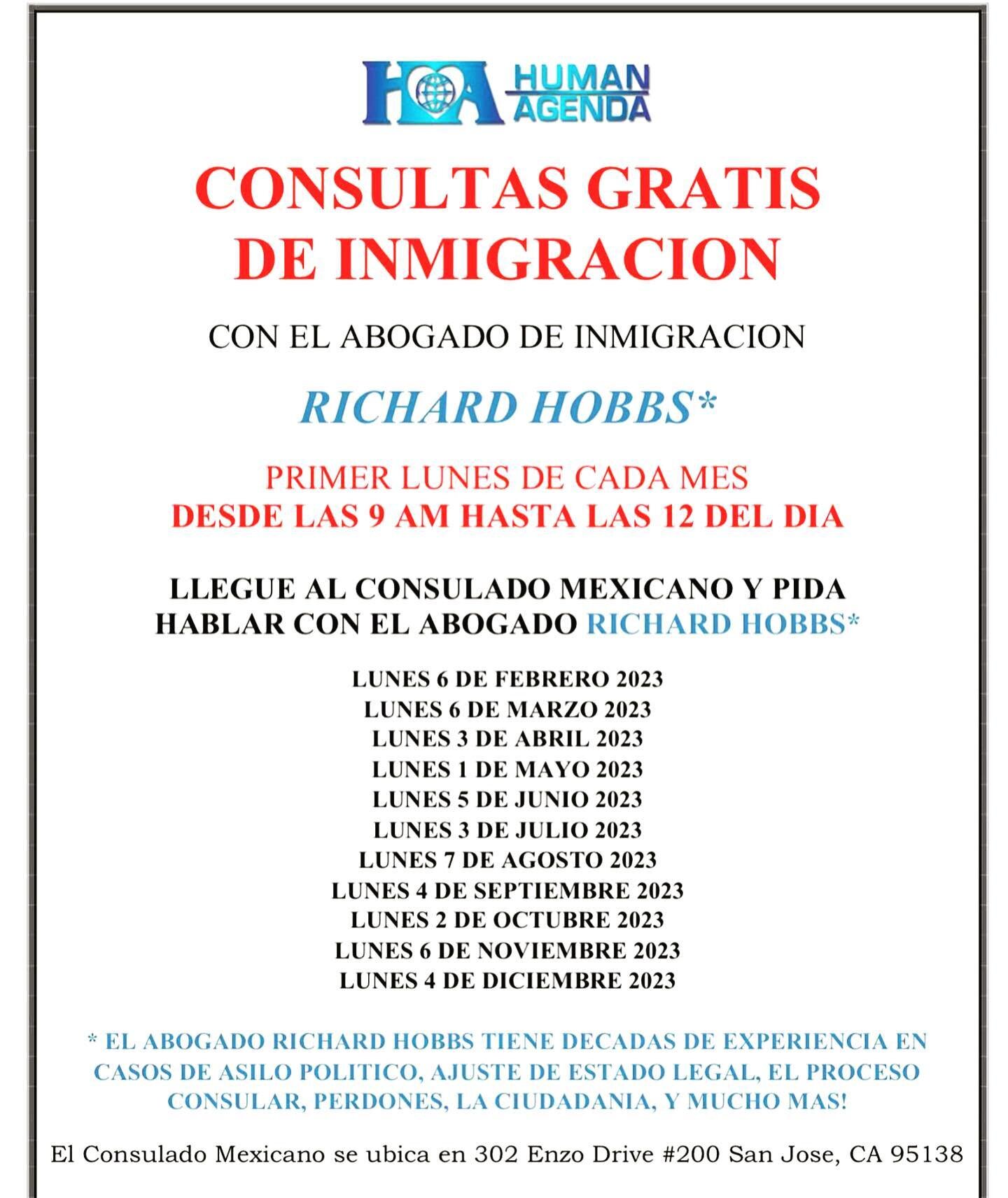 Ma&ntilde;ana estaremos de 9am a 12pm en el Consulado Mexicano dando consultas gratuitas en persona. Favor de seguir las instrucciones. #sanjose #immigration #permisodetrabajo #colombia #venezuela #nicaragua #haiti #cuba #mexico #guatemala #elsalvado