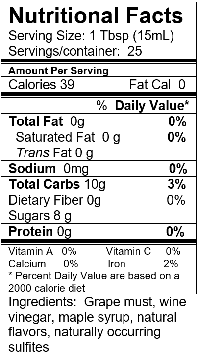 Vermont Maple Balsamic Vinegar Nutrition and Ingredient Info.PNG