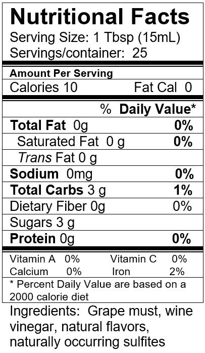 Traditional Flavored Dark Balsamic Vinegar Ingredient and Nutrition Info.PNG