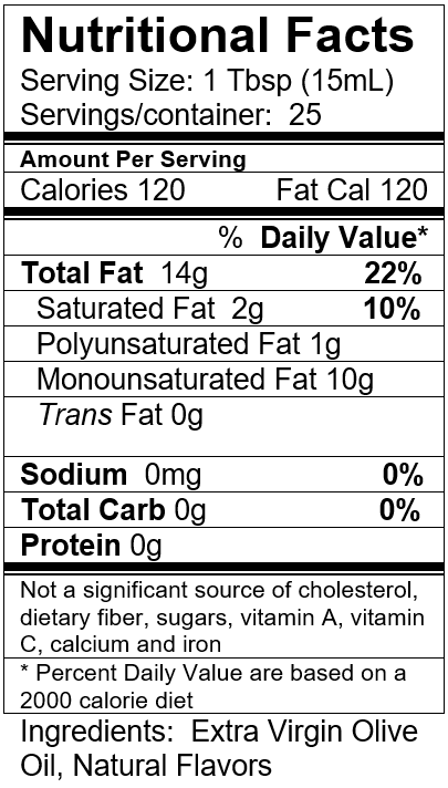 Infused Extra Virgin Olive Oil Ingredient and Nutritional Info.PNG