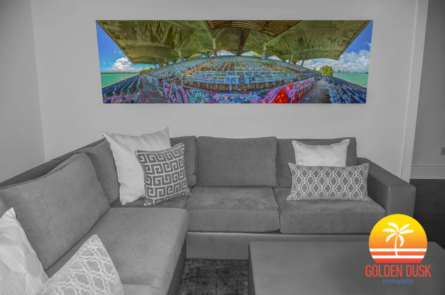 96" x 31" Plexiglass of the Miami Marine Stadium