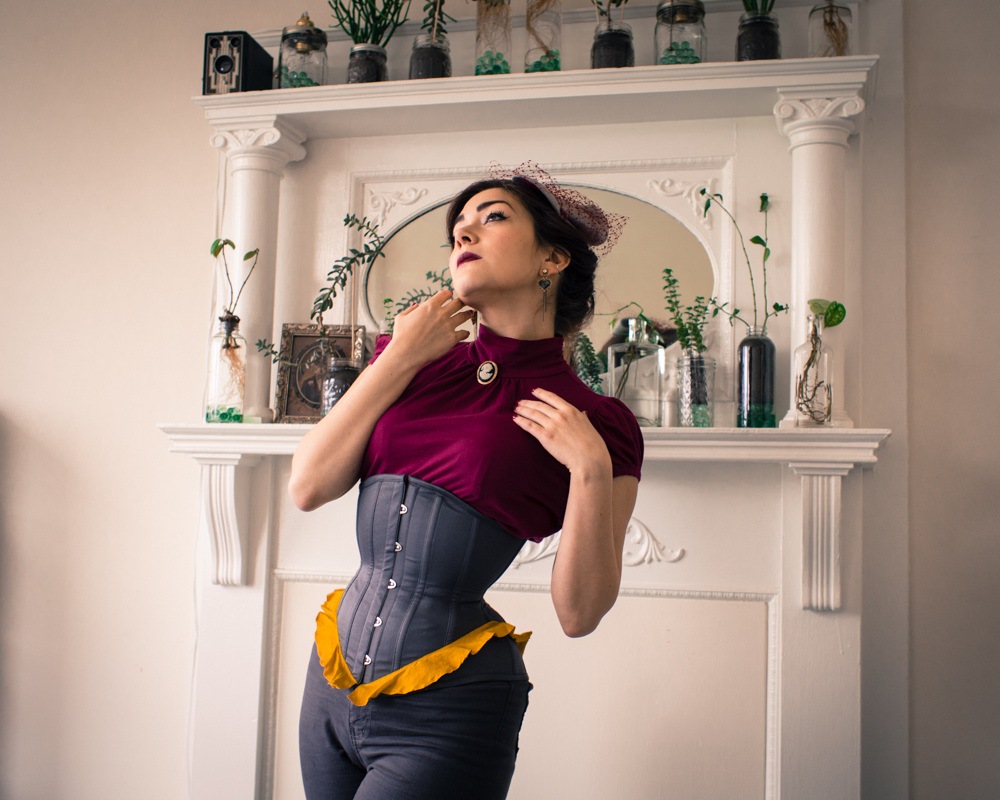 Pop Antique Demoiselle corset with Hip Flounce. Model: Victoria Dagger. Photo © Alyxander Ryan