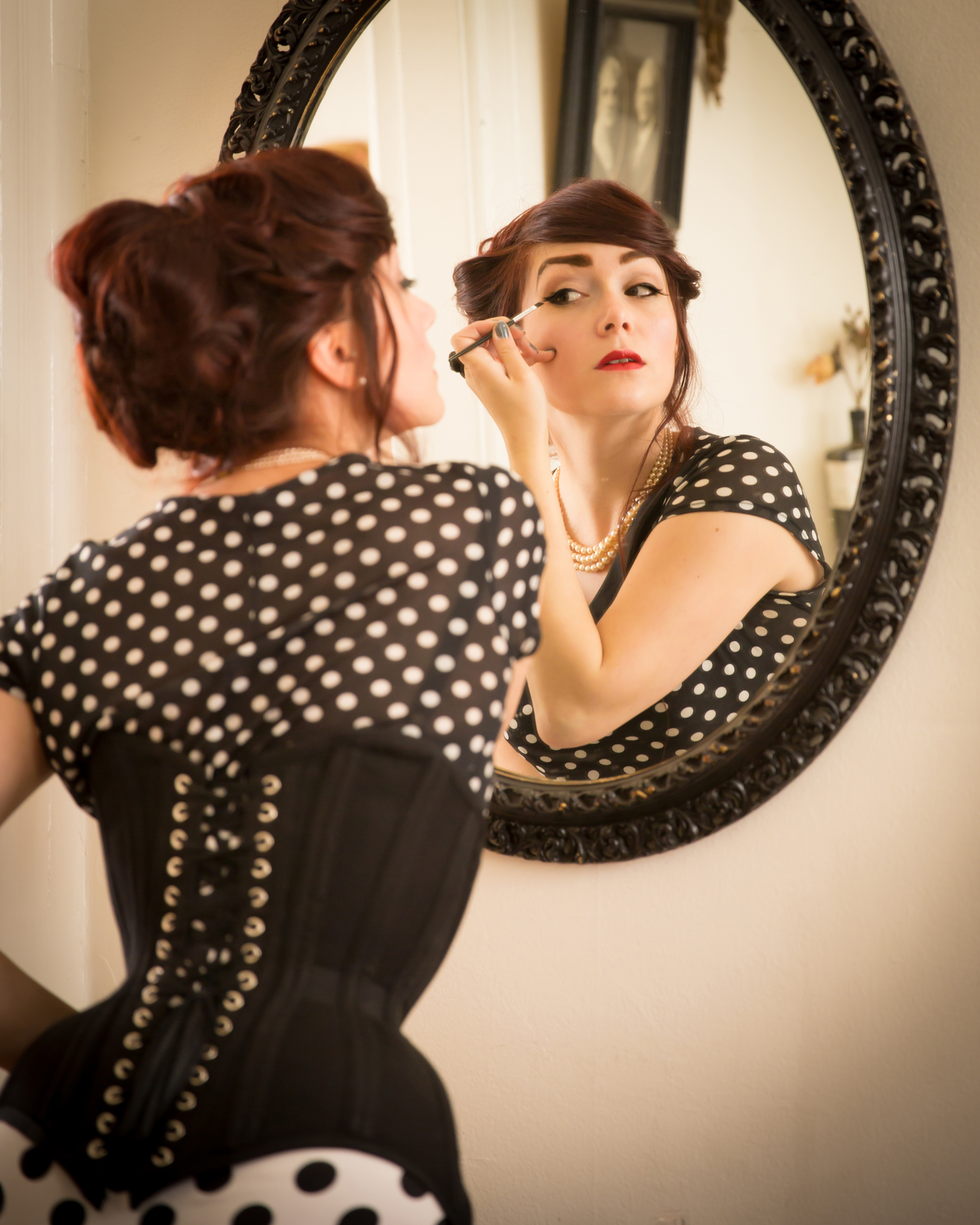 Pop Antique "Gibson Girl" waist training corset | Model: Victoria Dagger | Photo © John Carey | Hair by Vanessa Joy at Vim and Vigor salon