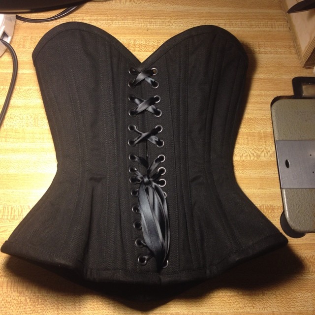 black hemp herringbone altered Gibson Girl corset back Pop Antique.jpg