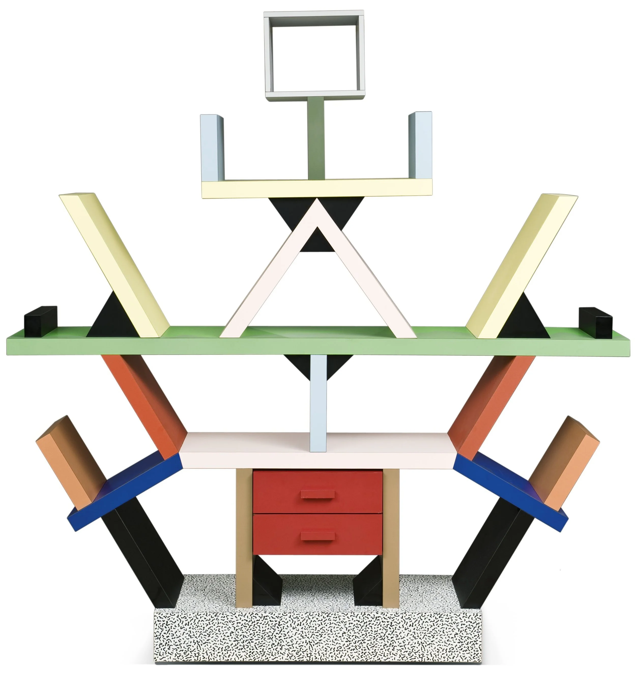 Carlton Room Divider / Bookcase , Ettore Sottsass, 1981 Wood, Plastic Laminate, 194.9 x 189.9 x 40 cm 