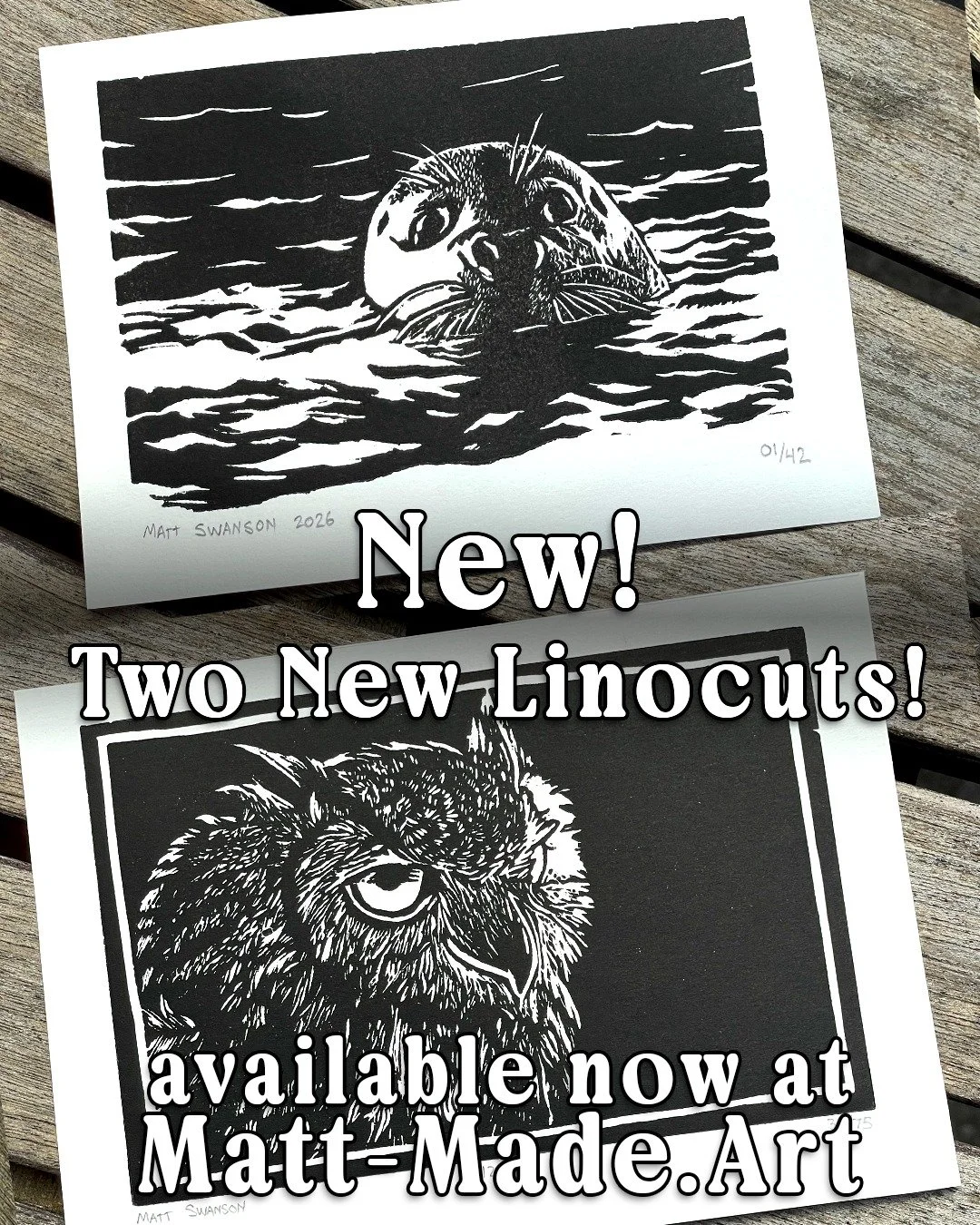 Big update to my website, Matt-Made.Art, with tons of my new products finally available. 

I have two new linocut designs, the new first-ever cyanotypes, the third and final reprint of the raccoon design, the Witch in the Woods prints and brand new G