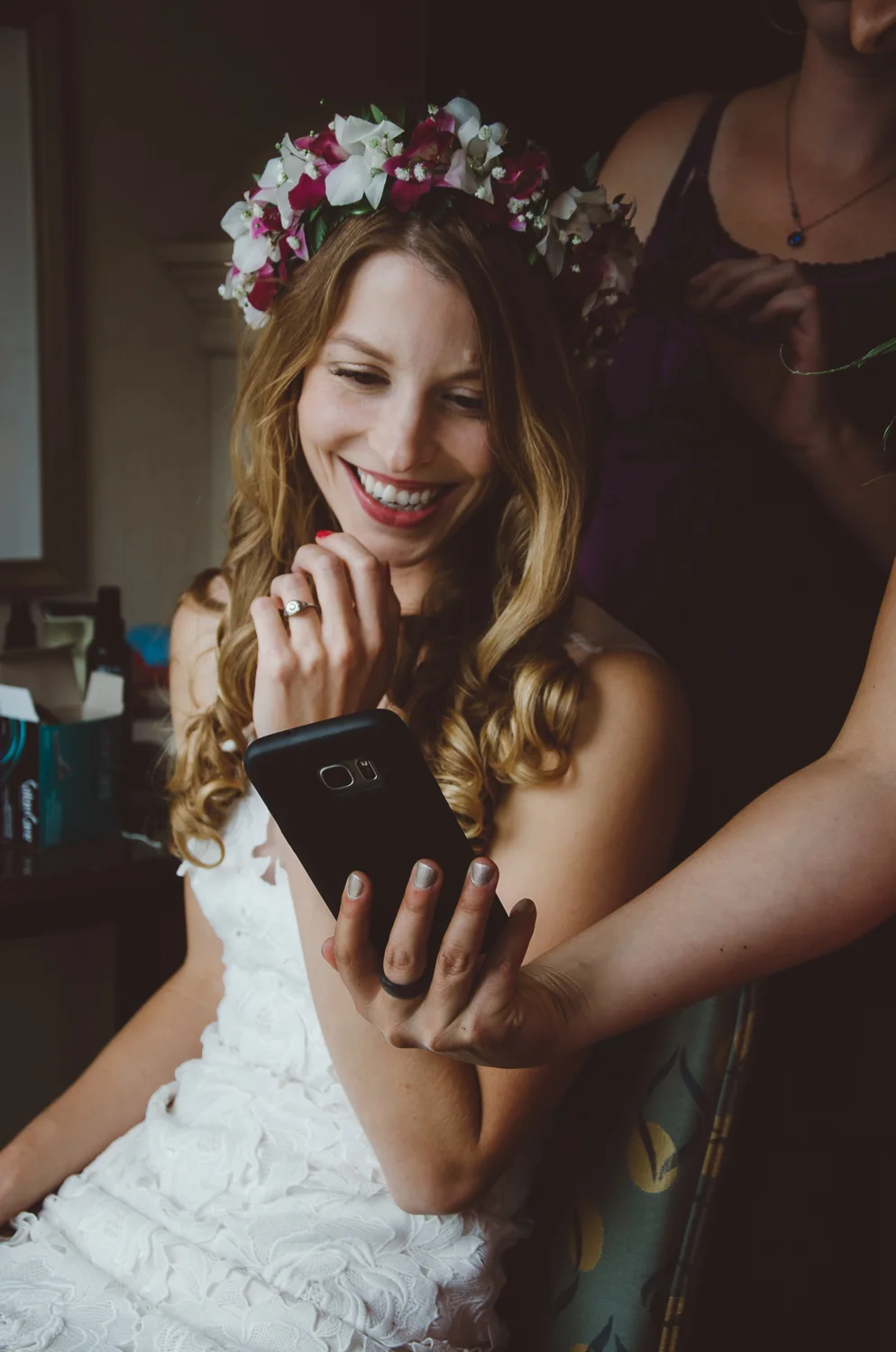 Kayla gets ready at Silver Cloud Inn, Tacoma WA