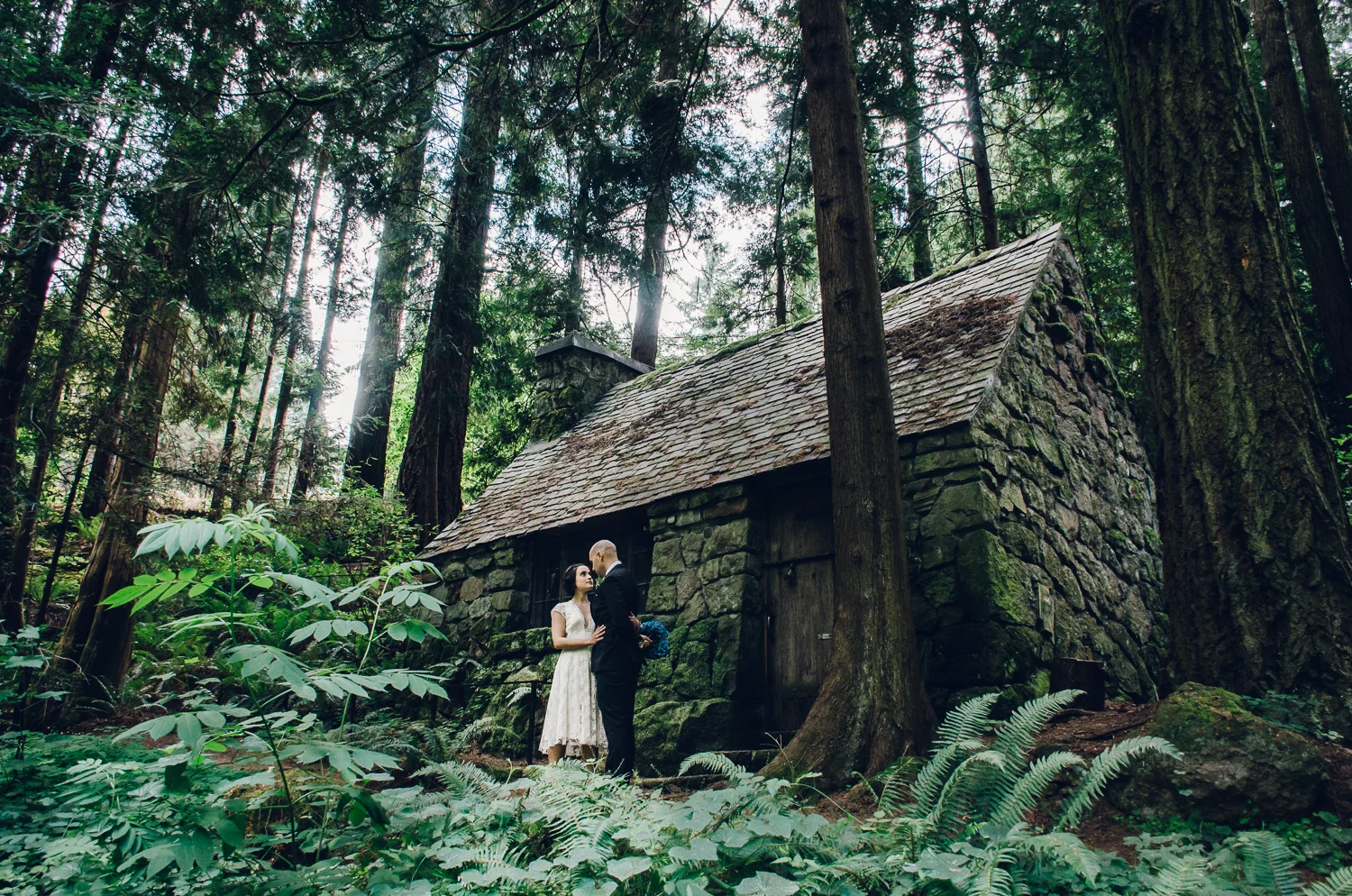 Bride and Groom at Leach Botanical Gardens