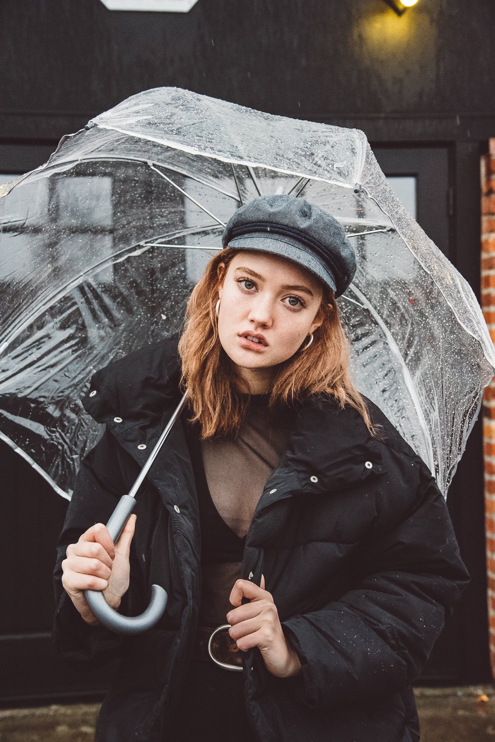 Editorial Model with umbrella-Rainy day in Tacoma