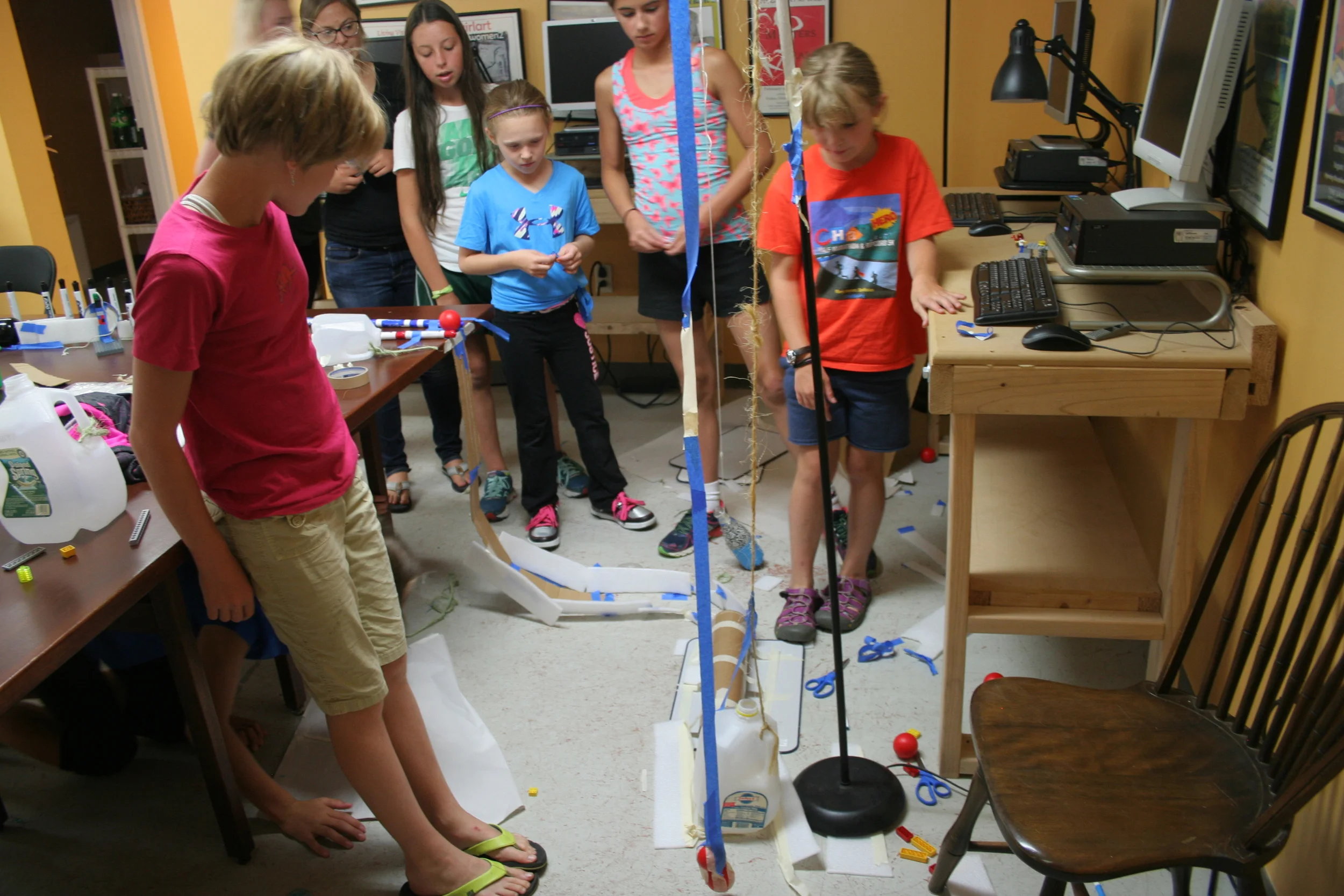 Rube Goldberg: Just like dominoes, ideas keep on going when building a contraption like this. 